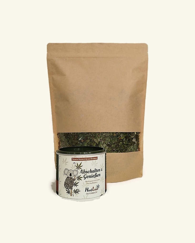 Bio Hanftee Abschalten & Genießen – Vorratsset Dose + 200 g